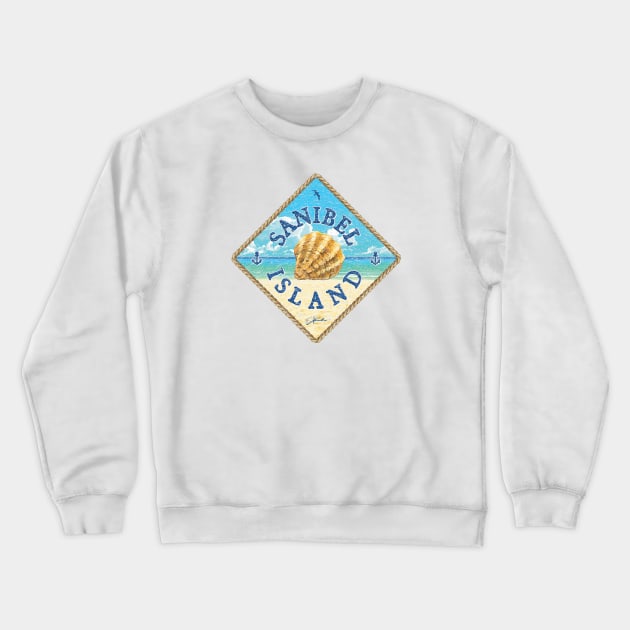 Sanibel Island, Florida, with Oyster Shell and Beach Crewneck Sweatshirt by jcombs